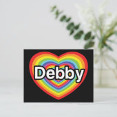 I Liebe Debby: Regenbogenherz Postkarte (Stehend Vorderseite)