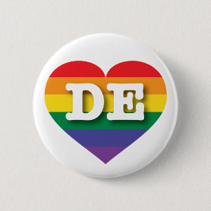 I Liebe Delaware Gay Pride Rainbow Heart Button