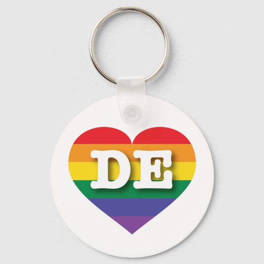 I Liebe Delaware Gay Pride Rainbow Heart Schlüsselanhänger (Vorderseite)