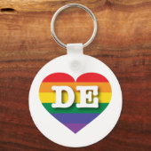 I Liebe Delaware Gay Pride Rainbow Heart Schlüsselanhänger (Vorderseite)