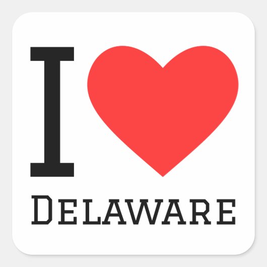 I Liebe Delaware Quadratischer Aufkleber (Vorderseite)