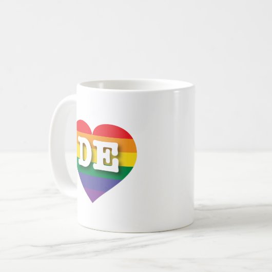 I Liebe Delaware Rainbow Heart Kaffeetasse (Vorderseite Links)