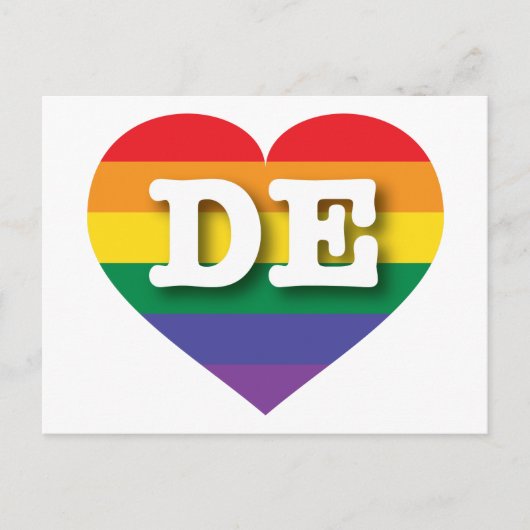 I Liebe Delaware Rainbow Heart Postkarte (Vorderseite)
