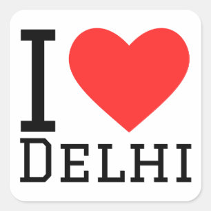 I Liebe Delhi Quadratischer Aufkleber