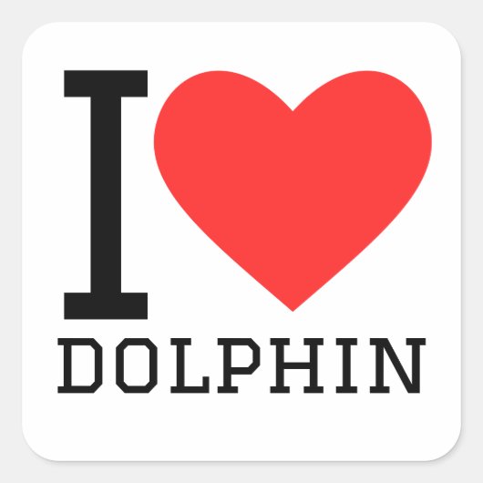 I Liebe Delphin Quadratischer Aufkleber (Vorderseite)