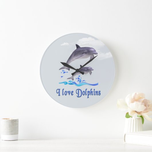 I Liebe Delphine Große Wanduhr (Zuhause)