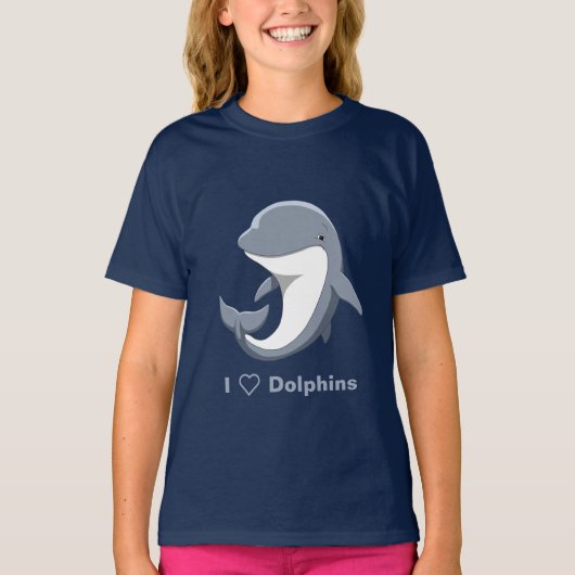 I Liebe Delphine Niedlich Bottlenose T-Shirt (Vorderseite)