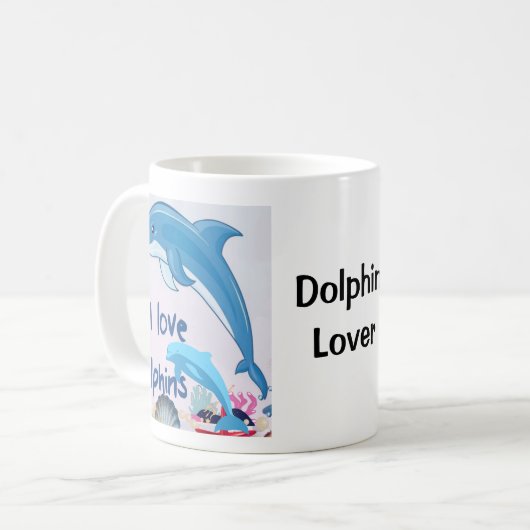 I Liebe Delphine und Dolphin Lover Kaffeetasse (Vorderseite Links)