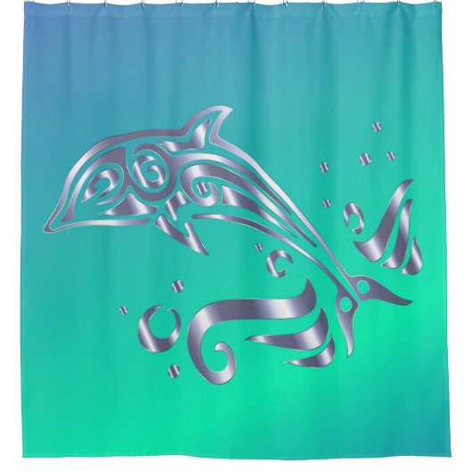 I Liebe Delphinen Duschvorhang (Vorderseite)