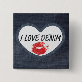 I Liebe Denim 5,1 cm (2") Quadrat Abzeichen Button (Vorderseite)
