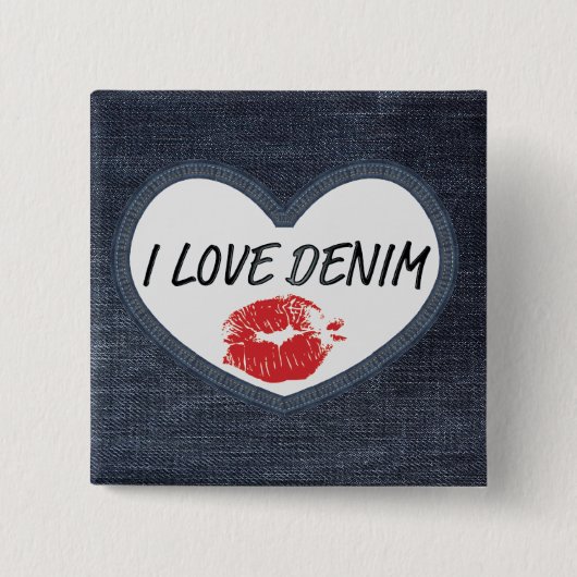 I Liebe Denim 5,1 cm (2") Quadrat Abzeichen Button (Vorderseite)