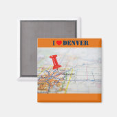 I Liebe Denver Map Magnet (Vorderseite/Rückseite)