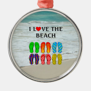 I Liebe der Beach Metal Ornament