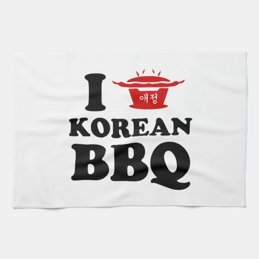I Liebe der koreanischen GRILLEN (고 기 이) Geschirrtuch (Horizontal)