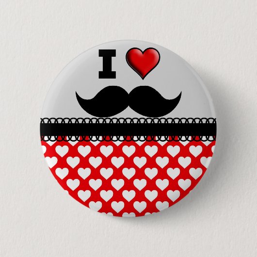 I Liebe der Schnurrbart-Schnurrbart Stache Button (Vorderseite)