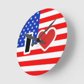 I Liebe der USA Runde Wanduhr (Winkel)