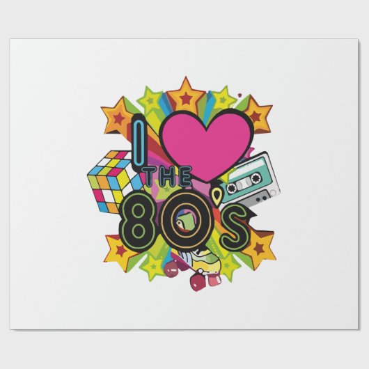 i Liebe des 80ers Geschenkpapier (Flach)