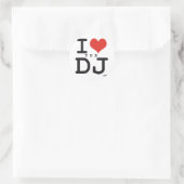 I Liebe des DJ Runder Aufkleber (Tasche)