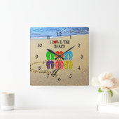 I Liebe des Strandes Quadratische Wanduhr (Zuhause)