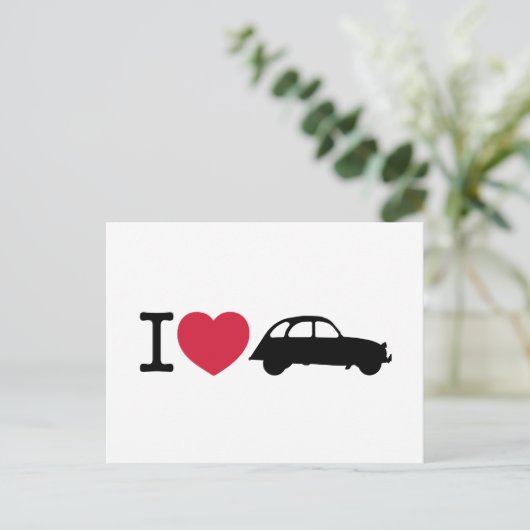 I Liebe Deux Chevaux Alte Timer Car Postkarte (Stehend Vorderseite)