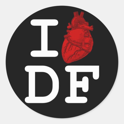 I Liebe DF Runder Aufkleber (Vorderseite)