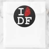 I Liebe DF Runder Aufkleber (Tasche)