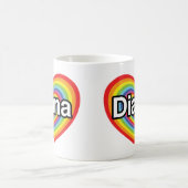 I Liebe Diana: Regenbogenherz Kaffeetasse (Mittel)