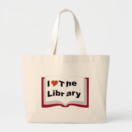 I Liebe die Bibliothek Jumbo Stoffbeutel (Vorne)