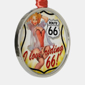 I Liebe, die Button des Weg-66 herauf Mädchen Silbernes Ornament (Rechts)