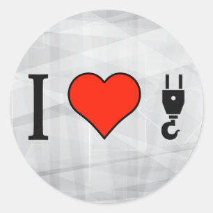 I Liebe, die einen Haken eines Kranes verwendet Runder Aufkleber