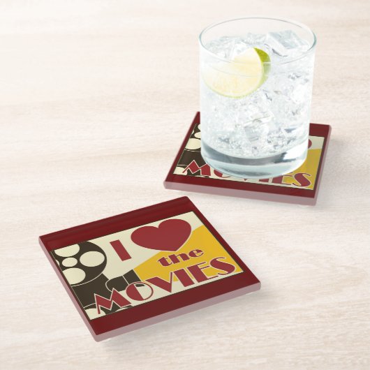 I Liebe die Filme Glasuntersetzer (Schrägansicht)