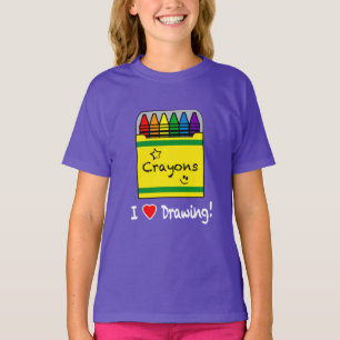 I Liebe, die mit Zeichenstiften zeichnet T-Shirt