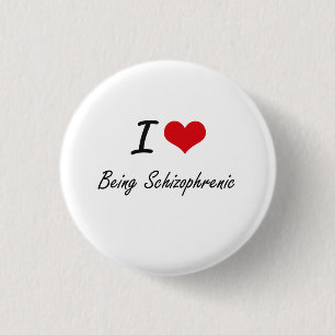 I Liebe, die schizophrener künstlerischer Entwurf Button