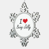 I Liebe, die ziemlich künstlerischer Entwurf ist Schneeflocken Zinn-Ornament (Rechts)