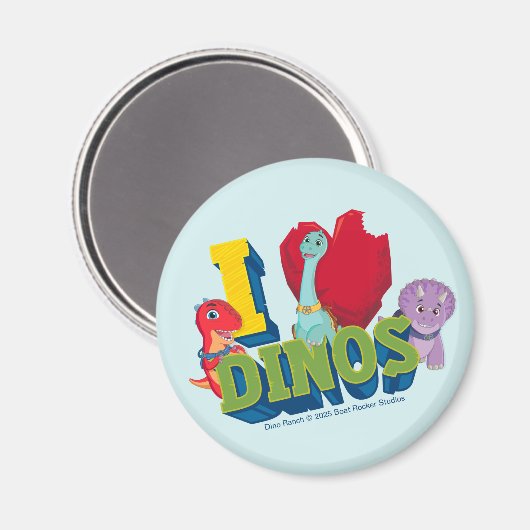 I Liebe Dinos | Dino Ranch Magnet (Vorderseite/Rückseite)
