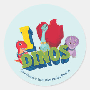 I Liebe Dinos   Dino Ranch Runder Aufkleber