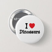 I Liebe Dinosaurier Herz Brauch personalisiert Button (Vorne & Hinten)