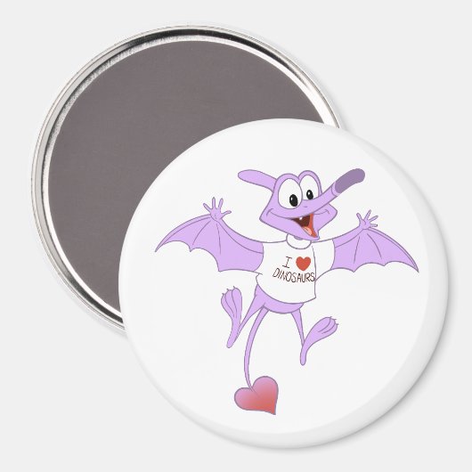 I Liebe Dinosaurier-Magnet - Pterodactyl Magnet (Vorderseite/Rückseite)