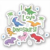 I Liebe Dinosaurier (Niedlich) Aufkleber (Vorderseite)
