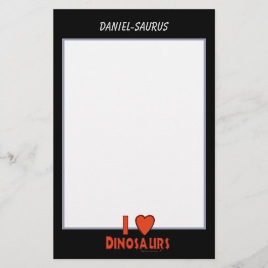 I Liebe-Dinosaurier-rotes kundenspezifisches Briefpapier (Vorderseite)