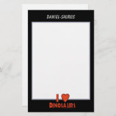 I Liebe-Dinosaurier-rotes kundenspezifisches Briefpapier (Vorne/Hinten)