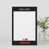 I Liebe-Dinosaurier-rotes kundenspezifisches Briefpapier (Stehend Vorderseite)