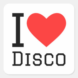 I Liebe Disco Quadratischer Aufkleber
