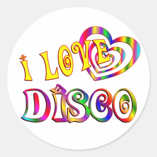 I LIEBE DISCO RUNDER AUFKLEBER (Vorderseite)