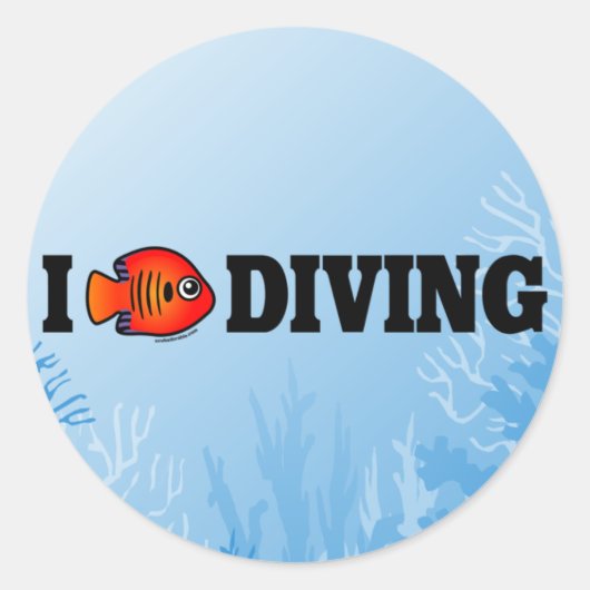 I Liebe Diving Runder Aufkleber (Vorderseite)