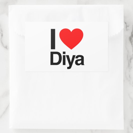 I Liebe diya Rechteckiger Aufkleber (Tasche)