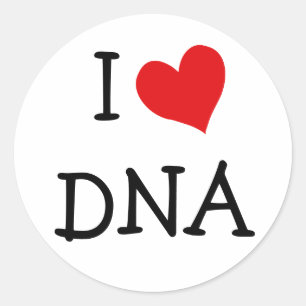 I LIEBE DNA RUNDER AUFKLEBER