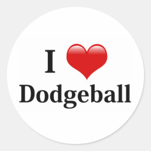 I Liebe Dodgeball Runder Aufkleber