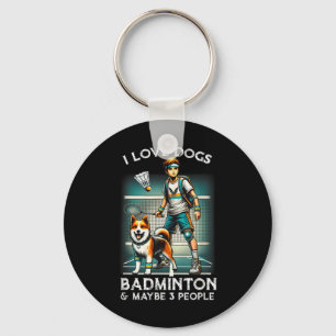I Liebe Dog Badminton, Niedlicher Junge mit Dog Pl Schlüsselanhänger