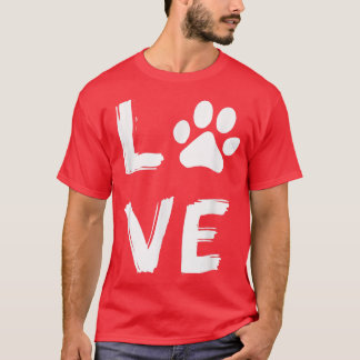 I Liebe Dog Paw Hund Print Hund Lover Dog Besitzer T-Shirt
